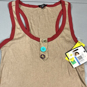 Y2K vintage LEI XL Tank Top Layered Embellished Buttons Beach NOS New with tags